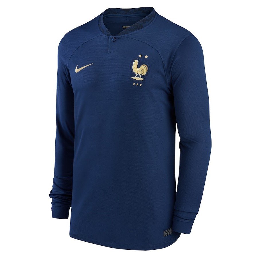  France F.F.F. 長袖シャツ Camisa I Seleção da França 2022 Home manga comprida